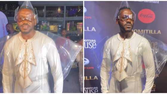 Actor Deyemi Okanlawon's take on 'futuristic agbada' at themed film premiere leaves fans amused