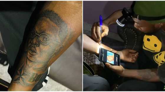 Wizkid acknowledges staunch fan who tattooed his entire face on arm