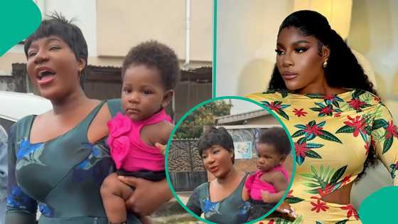 Destiny Etiko flies lookalike baby from Enugu for movie shoot, presents gifts to her in sweet video
