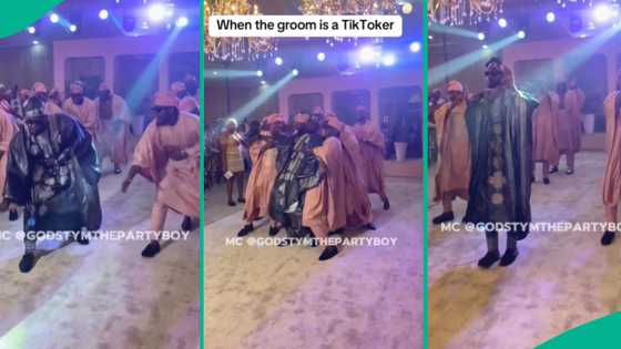 Groom and men on ‘agbada’ perform popular TikTok dance steps on wedding day, fun video trends