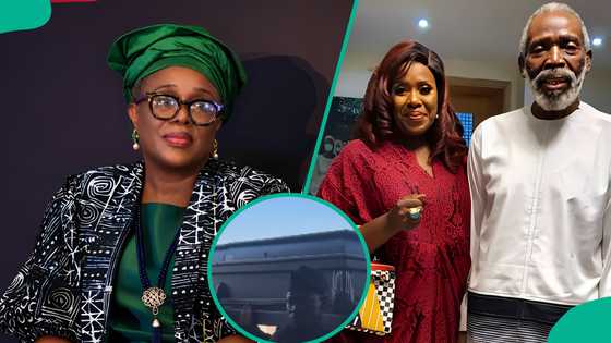 Olu Jacobs' body brought into church, Joke Silva's blank stare moves fans: "Death separated them"