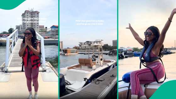 Media personality Simi Drey gets boat from husband as push gift, fans react: “Marry rich if you can”