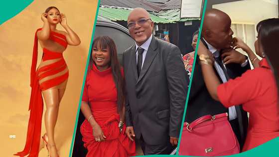 Bimbo Ademoye's father bags doctorate degree, mammoth crowd welcomes actress at school, clip trends