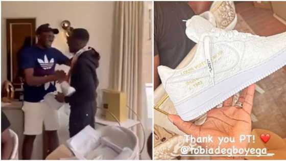 "What does this man do?" Reactions as Pastor Tobi gifts Davido's lawyer N10m designer sneakers