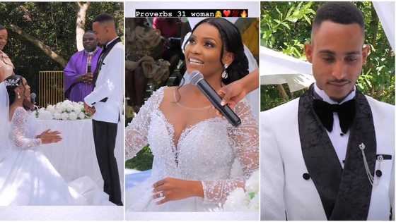 "The proverbs 31 woman": Humble bride kneels to pledge loyalty to her husband, wedding video goes viral