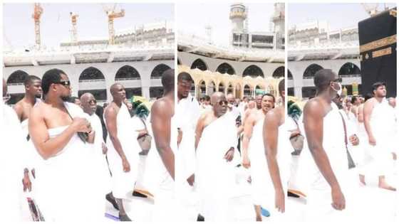 Photos emerge as presidential hopeful Tinubu performs tawaf in Kabbah