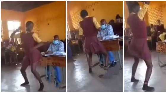 Schoolgirl on short uniform twerks hard in front of her male teacher, the man sat speechless in viral video