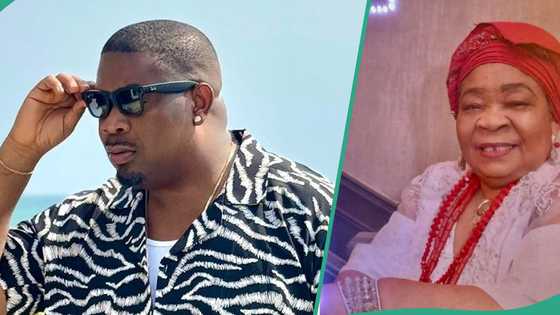 Don Jazzy, siblings visit mother's graveyard to mark her 2nd death anniversary: "We miss you mum"