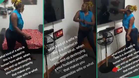 "I'm sorry for some men": Lady gets angry, smashes flat screen TV after argument with husband