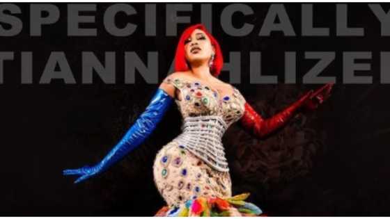 Designer Toyin Lawani shows off unique new creation, tags it 'Specifically Tiannahlized'