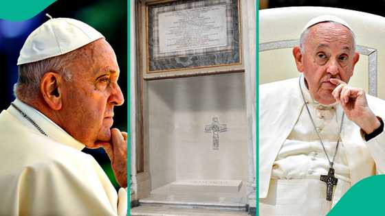Photo shows Pope Francis' tomb made with materials from Liguria region in Italy