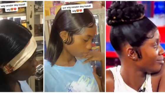 "Modella no do pass this one": Hilarious reactions trail lady's frontal wig installation