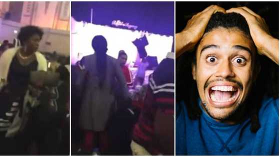 Lady storms wedding of ex-boyfriend with her gang, scatters the place in video with guests running for safety