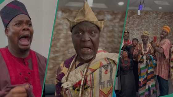 Mr Macaroni begs as he meets his in-laws, Abija, Abeni Agbon, Iya Gbonkan, others in new video