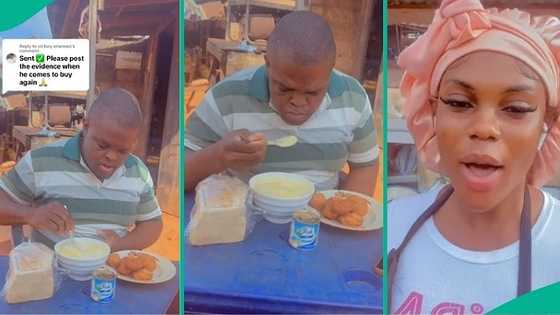 Man who always patronises akara seller overjoyed as good Samaritan offers him 1-month free breakfast