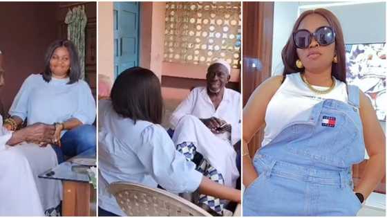 Emotional moment as US returnee actress Tawa Ajisefinni reconciles with her father after 30 yrs: "He recognised me real quick"