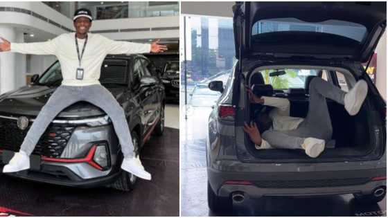 “Agba baller”: Congratulations pour in for comedian Sydney Talker as he shows off new car in photos, video