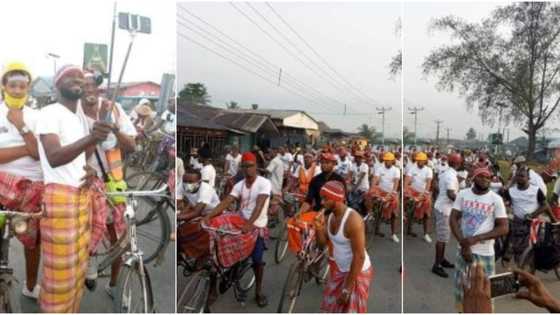 Colourful bicycle carnival in this Nigerian state warms hearts online as many people ride around town in celebration (photos)