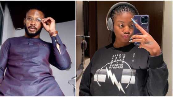 BBNaija: Cross does sign of 'the cross' after Angel offered him rice and chicken despite not talking to him