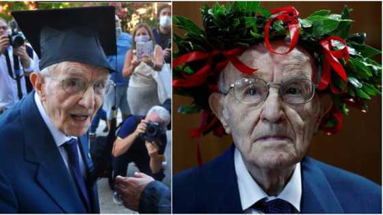 96-year-old man celebrates after becoming oldest student to graduate in Italy, school commends him (photos)