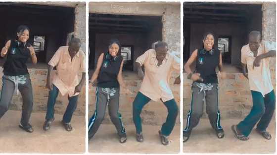 "You made him happy": Beautiful lady dances with old man she saw at uncompleted building, video goes viral