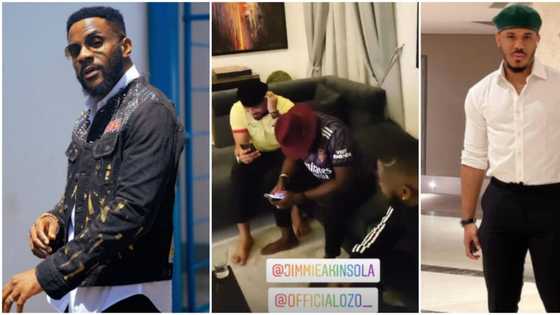 Shame on you: Ebuka trolls Ozo for turning his Arsenal jersey upside down after his team lost football match