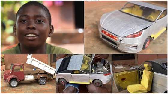 Nigerian boy builds toy Lamborghini 2021 car with mobile seats, reveals where he got materials from in video