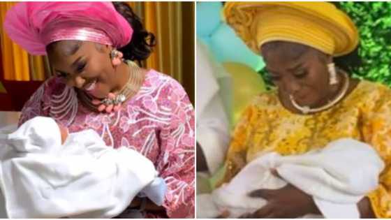 "Surely it's tears of joy": Actress Biola Bayo gets emotional at child's christening, celebrities storm event