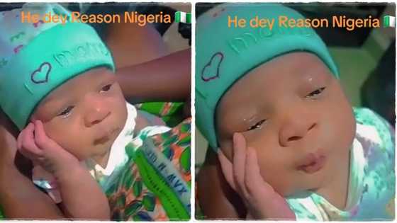 "After 1 week and 3 days in Nigerian": Baby wedges his chin in funny thinking posture, video trends