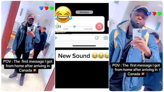 Nigerian man runs to Canada after impregnating lady, receives WhatsApp voice note from woman in video