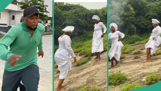Two Ladies in White Garments Jump on Brain Jotter's Gwo Gwo Gwo Ngwo Challenge While on Mountain