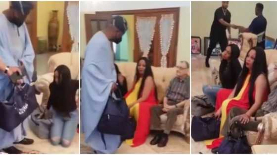 Davido's billionaire father presents bags of cash to in-laws during Sina Rambo's wedding introduction