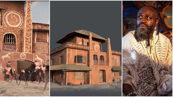 "It isn't real": Designer shares how mud house on a rock in Femi Adebayo's Jagun Jagun was made, many stunned