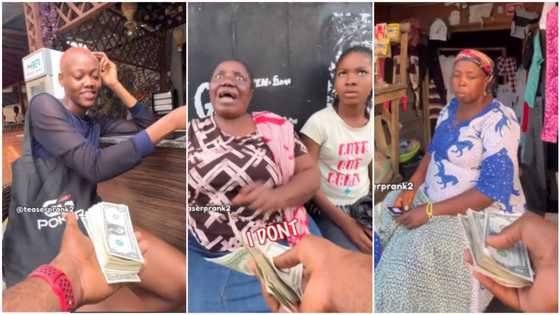 Nigerian man shares dollars on the street, his kindness scares women, they run
