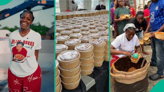 Hilda Baci displays thousands of plates of jollof rice from record-breaking cooking event