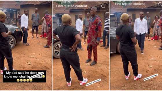 "Who's that lady?" Lady who returned to Nigeria after 10 years cries in video as dad fails to recognise her