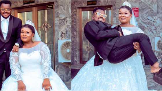 I have made my choice: Comedian Nwobu says as wife carries him in beautiful wedding photo