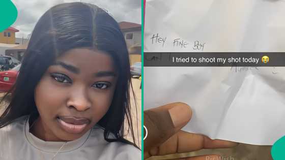 Lady displays note she gave fine boy she saw in church as she toasts him, Nigerians react