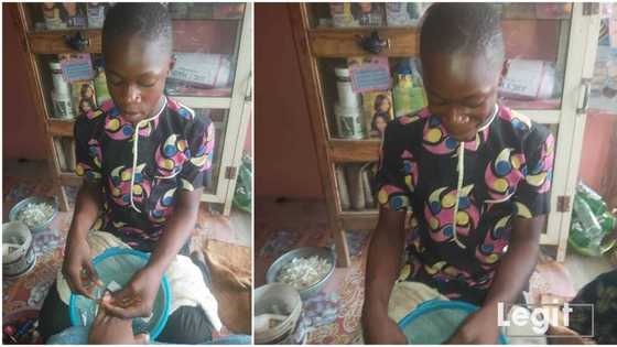 Photos of hardworking 15-year-old boy who fixes nails for women, says he wants to be independent