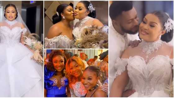 "Ble Ble is taken": Photos, videos from actress Nkiru Sylvanus' white wedding, Nollywood celebs storm event