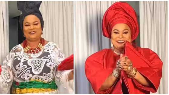 Asoke fashion: Actress Sola Sobowale rocks glamour look in red ensemble