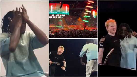 Fireboy bursts into tears in emotional video after performing on stage with Ed Sheeran at Wembley stadium