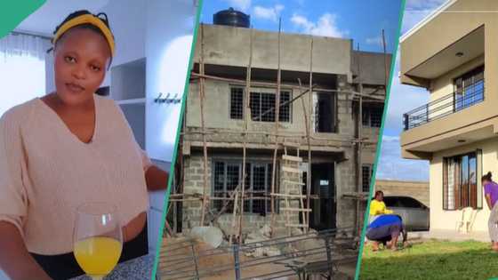 Couple builds family mansion in 7 months, gives it flat roof, paints building with cool colours