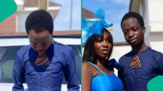 Man wears corset outfit to sister's wedding, gets numerous attention: "Where is your gele?"