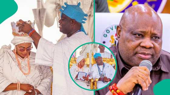 Ooni shares moment he conferred chieftaincy title on Remi Tinubu, many react: "No pics of Adeleke?"