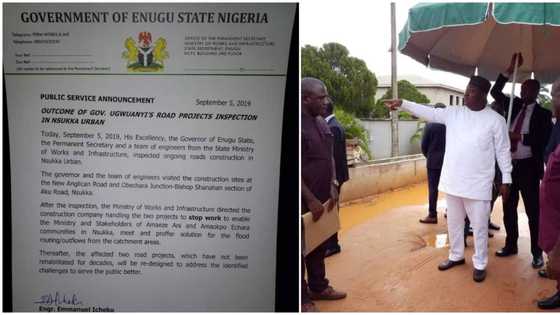 Outcome of Governor Ugwuanyi’s road projects inspection in Nsukka Urban
