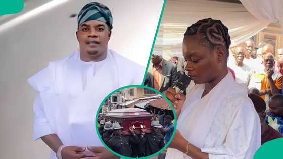 Emotional moment Toba Ijaya's daughter paid tribute to dad: "Na poor man pikin dey do dirty work"