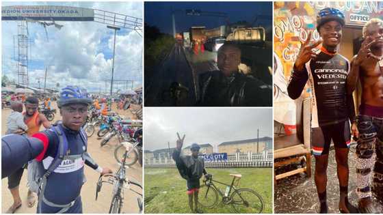 After selling land, fresh graduate rides bicycle from Bayelsa to Lagos, gets hosted by Zazu singer Portable
