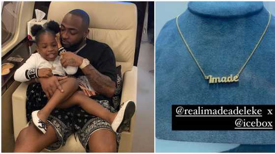 Davido goes all out for daughter Imade, buys customised pendant worth millions for her