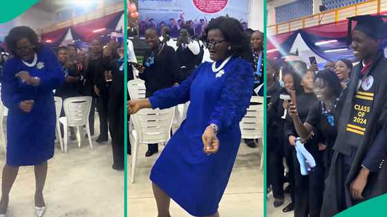 Man bags first class from Lead City University, his mother weeps and dances at graduation ceremony